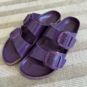 Purple Slide Sandals with Buckles